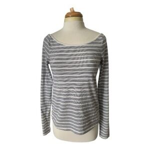 Anthropologie Postmark Blue and White Striped Long Sleeve Top